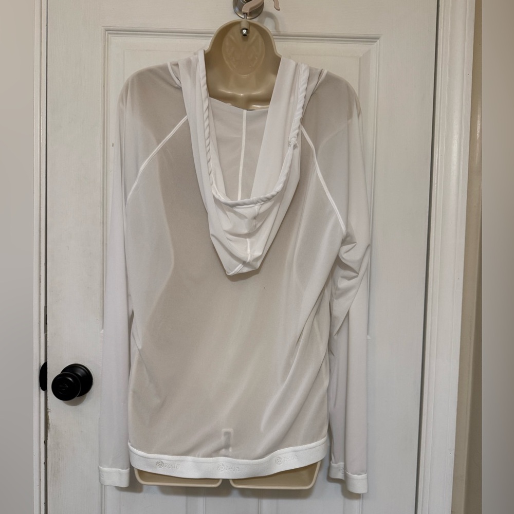 Zella Innovate Sheer Water Repellent Mesh Hoodie Pullover White Size L - Picture 3 of 10